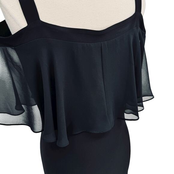 MSK Womens Black Cold Shoulder Chiffon Overlay Flutter Sleeve Dress Size 12 - Picture 11 of 12
